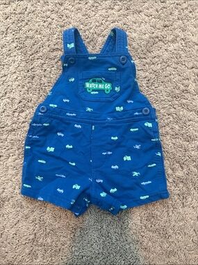 Kidgets Royal Blue 'Watch Me Go' Shortalls with Green Accents